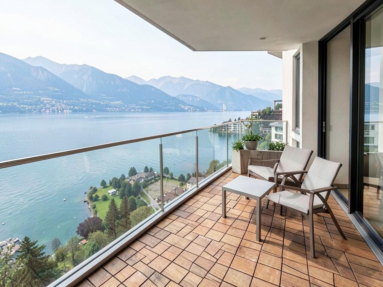 Loggia avec vue sur le lac Léman à Pully